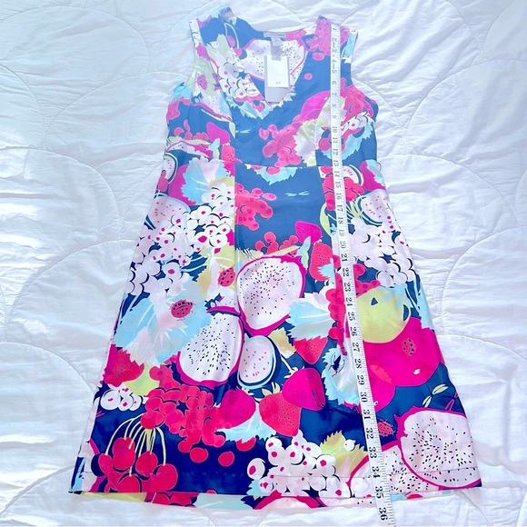 H&M - Pink and Blue Fruit & Flowers Silk Dress - Picture 4 of 12
